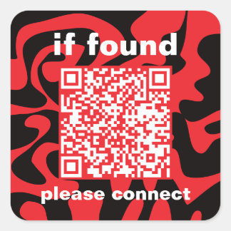 Pegatina Cuadrada QR Code Bright Cherry Red lost found