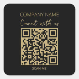 Pegatina Cuadrada QR Code Business Logo Black Modern