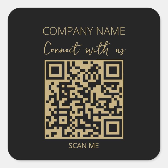 Pegatina Cuadrada QR Code Business Logo Black Modern (Anverso)