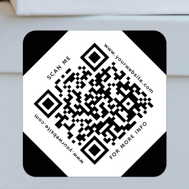 Pegatina Cuadrada QR Code Business Scanable Company Black and White (Subido por el creador)