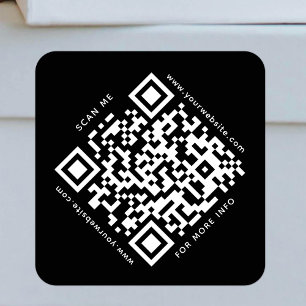 Pegatina Cuadrada QR Code Business Scannable Company Modern Black