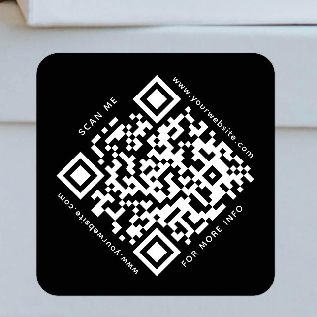 Pegatina Cuadrada QR Code Business Scannable Company Modern Black (Subido por el creador)