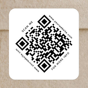 Pegatina Cuadrada QR Code Business Scannable Company Moderno White