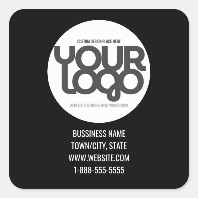 Pegatina Cuadrada QR Code Customizable Modern Black Business Card (Anverso)