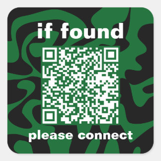 Pegatina Cuadrada QR Code forest green groovy lost found