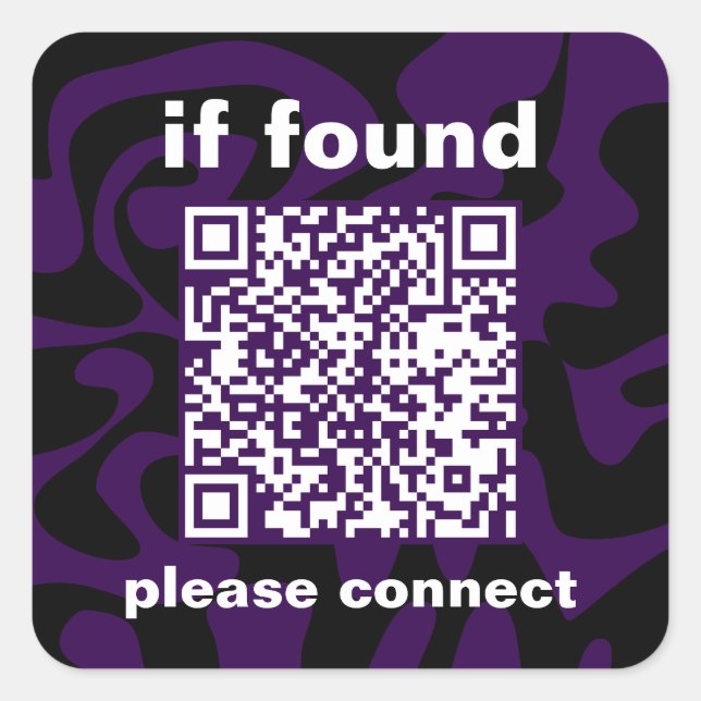 Pegatina Cuadrada QR Code purple cute lost found (Anverso)