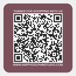 Pegatina Cuadrada QR Code Small Business Website Burgundy