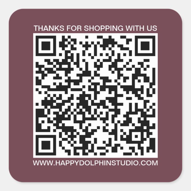 Pegatina Cuadrada QR Code Small Business Website Burgundy (Anverso)