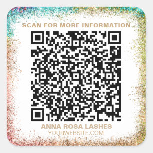Pegatina Cuadrada *~* QR Code Spa Expo RAINBOW FRAME Shop Salon