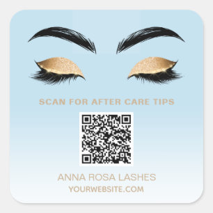 Pegatina Cuadrada *~* QR Code Spa OJOS ABRIR LASH Shop Salon Square
