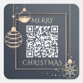 Pegatina Cuadrada QR Código Feliz Navidad Vacaciones Corporativas Mo