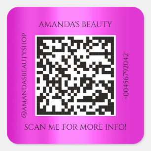 Pegatina Cuadrada QR Código Nombre promocional Contacto de contacto