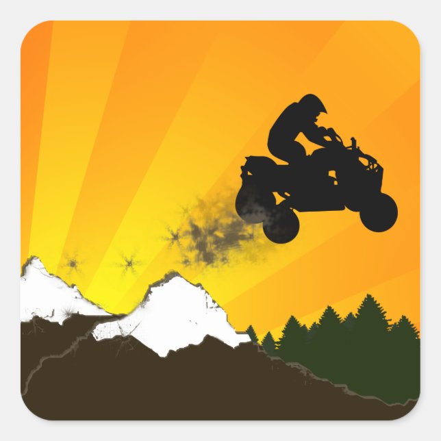 Pegatina Cuadrada quads. naranja. (Anverso)