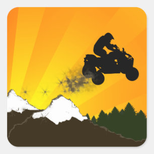 Pegatina Cuadrada quads. naranja.