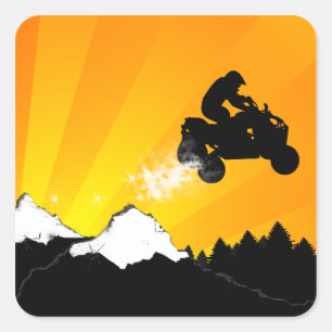 Pegatina Cuadrada quads. naranja.