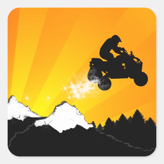 Pegatina Cuadrada quads. naranja. (Anverso)