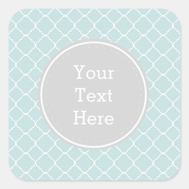 Pegatina Cuadrada Quatrefoil azul y blanco (Anverso)