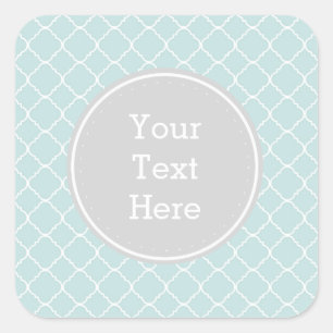 Pegatina Cuadrada Quatrefoil azul y blanco