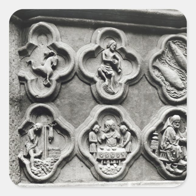 Pegatina Cuadrada Quatrefoils con los Rótulos del Zodiac (Anverso)