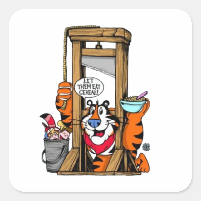 Pegatina Cuadrada Que Coman Cereal (Anverso)