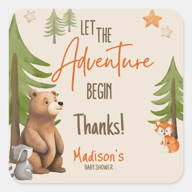 Pegatina Cuadrada Que comience la aventura (Anverso)