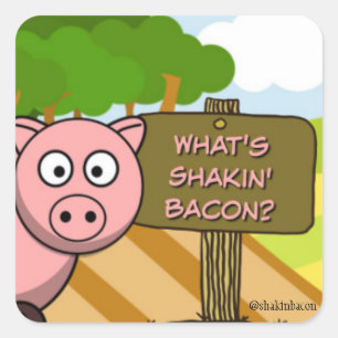 PEGATINA CUADRADA QUÉ ES SHAKIN BACON CUTE PIG