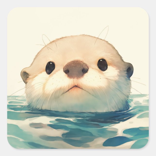 Pegatina Cuadrada ¿Qué Estás Haciendo Nutria? (Anverso)