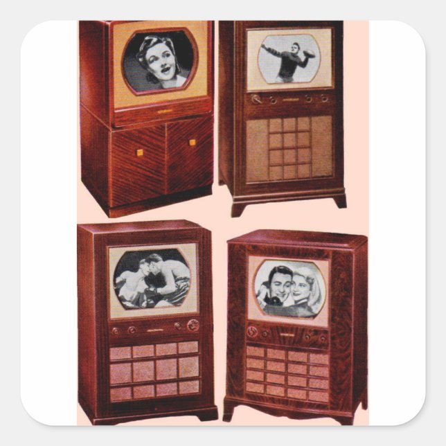 Pegatina Cuadrada Qué hay en la televisión (Anverso)