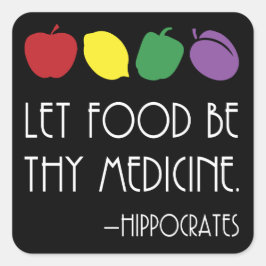 Pegatina Cuadrada Que la comida sea tu medicina Hipócrates cita