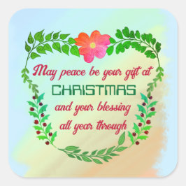 PEGATINA CUADRADA QUE LA PAZ SEA TU REGALO A LOS NAVIDADES