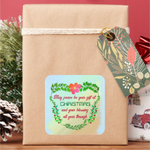 PEGATINA CUADRADA QUE LA PAZ SEA TU REGALO A LOS NAVIDADES
