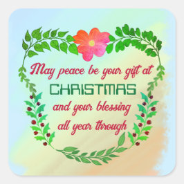 PEGATINA CUADRADA QUE LA PAZ SEA TU REGALO A LOS NAVIDADES