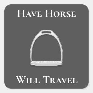 Pegatina Cuadrada "Que los caballos viajen" Stirrup Iron Dark Gray