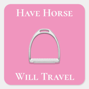 Pegatina Cuadrada "Que los caballos viajen" Stirrup Iron Pink