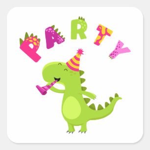 Pegatina Cuadrada ¡Que se burle de un Fiesta Dino-Mite!
