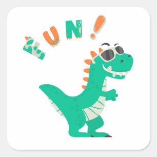 Pegatina Cuadrada ¡Que se burle de un Fiesta Dino-Mite!