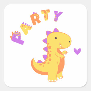 Pegatina Cuadrada ¡Que se burle de un Fiesta Dino-Mite!