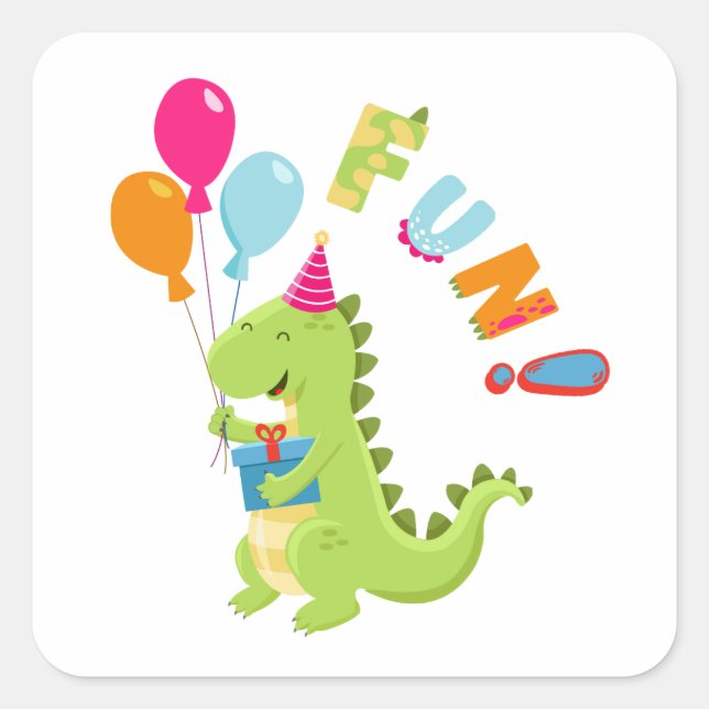 Pegatina Cuadrada ¡Que se burle de un Fiesta Dino-Mite! (Anverso)