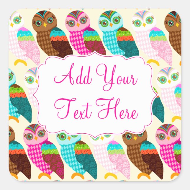 Pegatina Cuadrada ¿Qué Tal Lechuza? (Anverso)