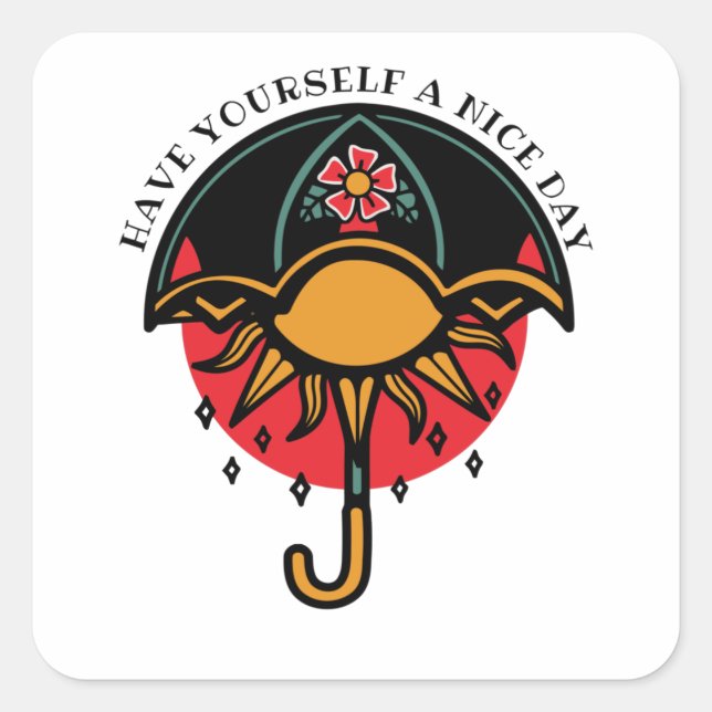 Pegatina Cuadrada Que tengas un buen día (Anverso)