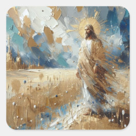 Pegatina Cuadrada Que tu corazón no se preocupe - Jesús Series Art