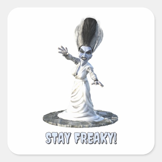 Pegatina Cuadrada ¡Quédate freaky! Novia de Frankenstein (Anverso)