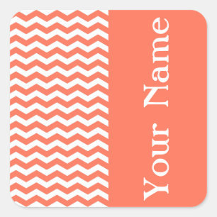 Pegatina Cuadrada QueDios y Coral Wave Chevron con nombre