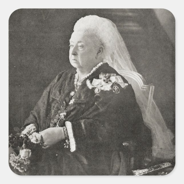 Pegatina Cuadrada Queen Victoria c.1899 (Anverso)