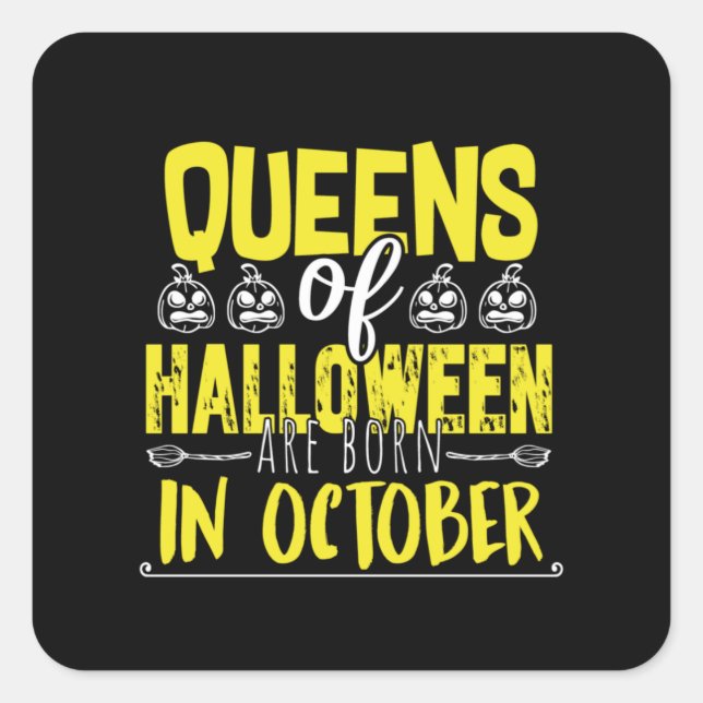 Pegatina Cuadrada Queens Of Halloween -Witches-Halloween-Cute (Anverso)