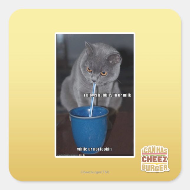 Pegatina Cuadrada Quema burbujas en tu leche (Anverso)