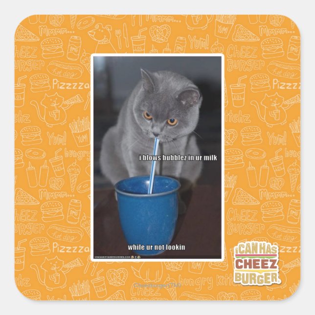 Pegatina Cuadrada Quema burbujas en tu leche (Anverso)