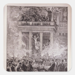 Pegatina Cuadrada Quema del teatro del anillo, Viena