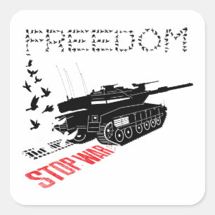 Pegatina Cuadrada Queremos paz mundial, parar la guerra