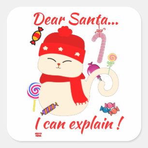 Pegatina Cuadrada QUERIDA SANTA... ¡PUEDO EXPLICAR! navidad gracios